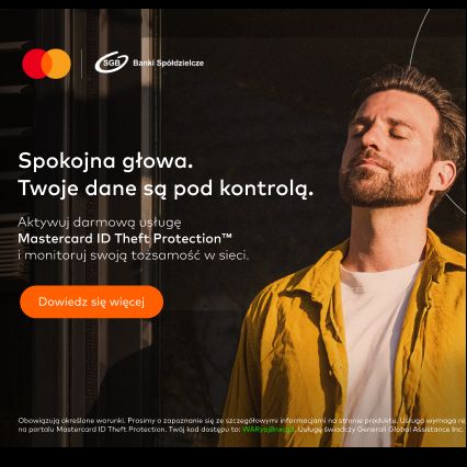 Monitoruj swoje dane w sieci 24/7 z Mastercard ID Theft ProtectionTM